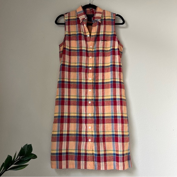 Ralph Lauren Dresses Ralph Ralph Lauren Plaid Linen Sleeveless Shirt Dress Rrl Vintage
